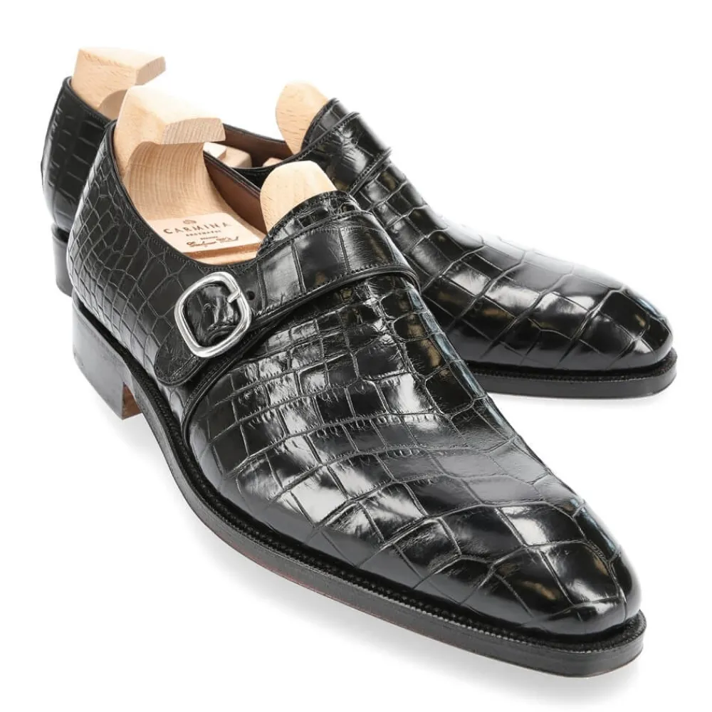 ALLIGATOR SINGLE MONK STRAP SHOES 80156 RAIN | Carmina Clearance