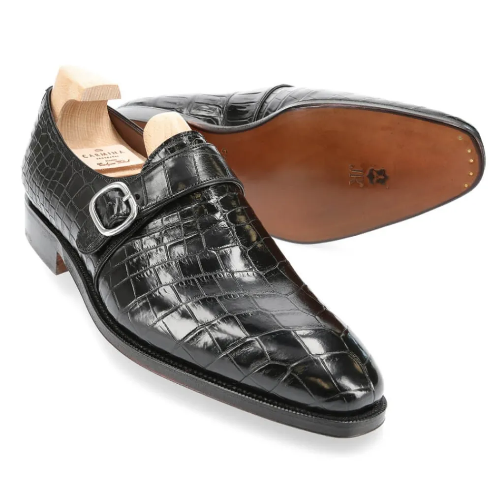 ALLIGATOR SINGLE MONK STRAP SHOES 80156 RAIN | Carmina Clearance