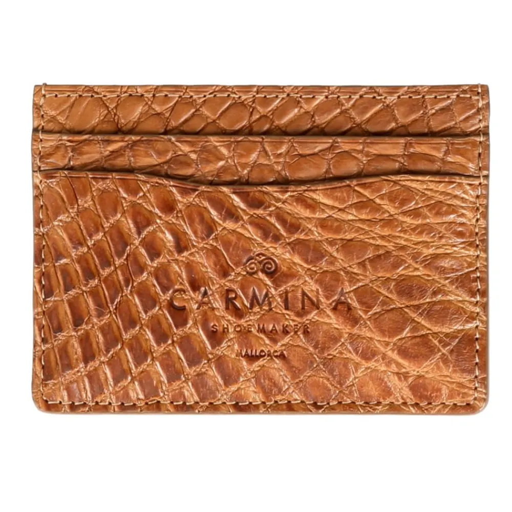 CROCODILE CARD HOLDER IN TAN | Carmina Store