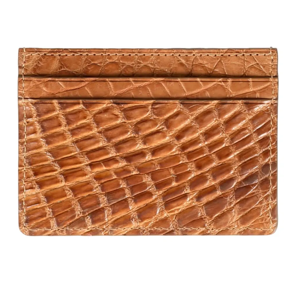 CROCODILE CARD HOLDER IN TAN | Carmina Store