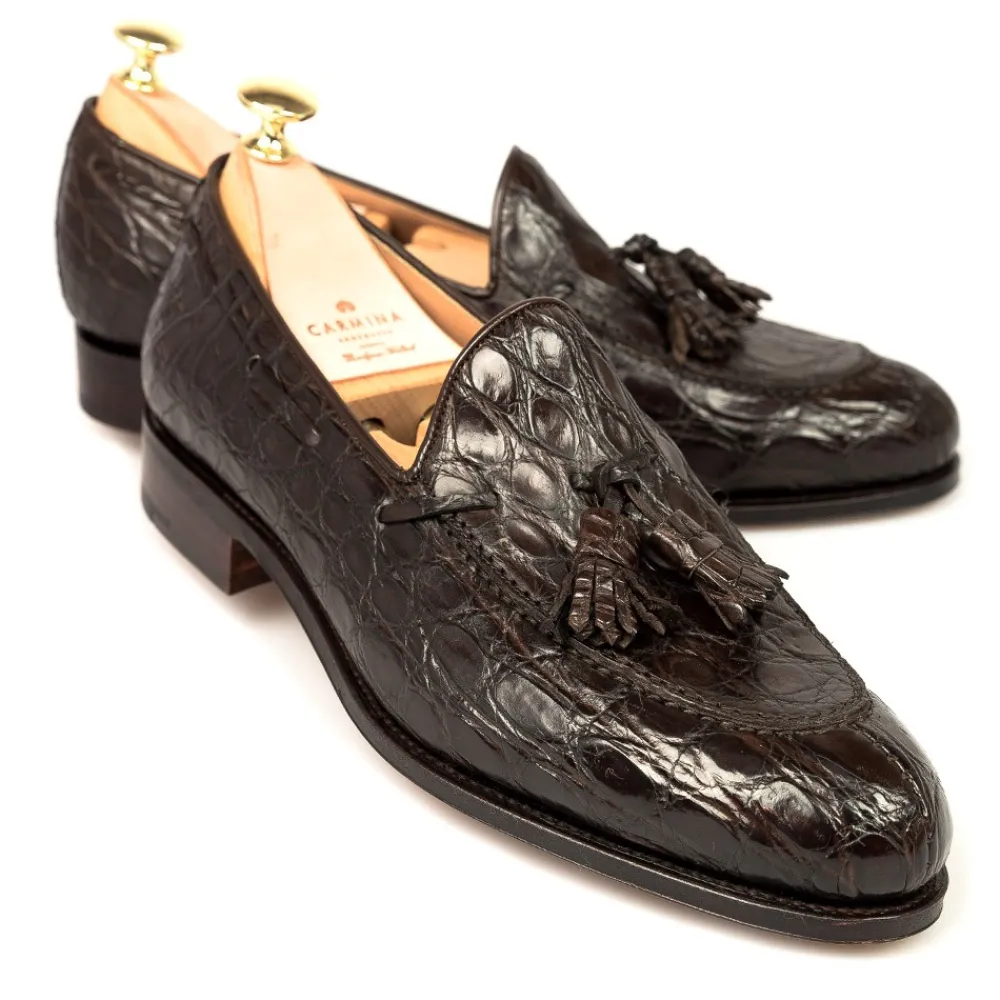 CROCODILE TASSEL LOAFERS 734 FOREST | Carmina Discount