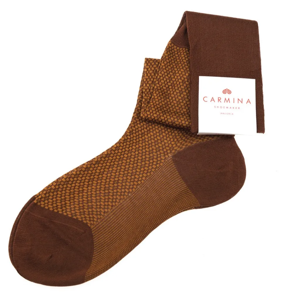 Long brown and ochre socks | Carmina Flash Sale