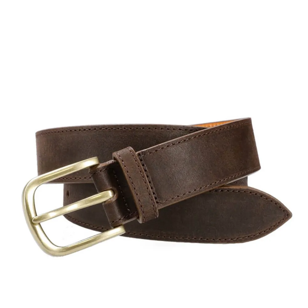 MEN'S LEATHER BELT BROWN WAXY COMMANDER | Carmina Clearance