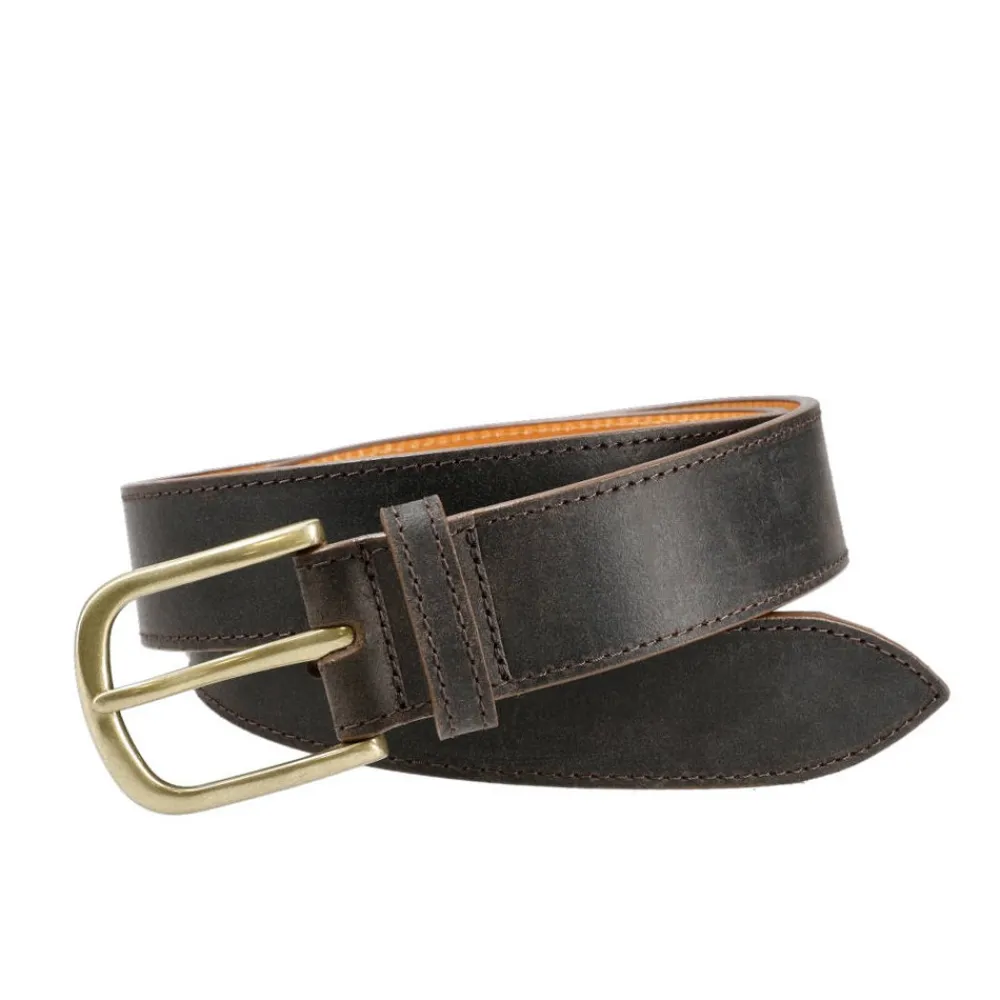 MEN'S LEATHER BELT DARK BROWN WAXY COMMANDER | Carmina Flash Sale