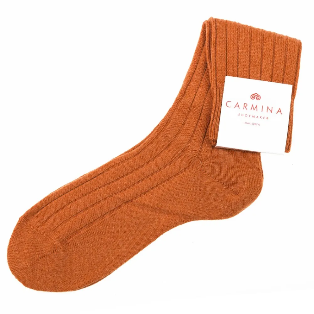 Rust wool and cashmere socks | Carmina Store