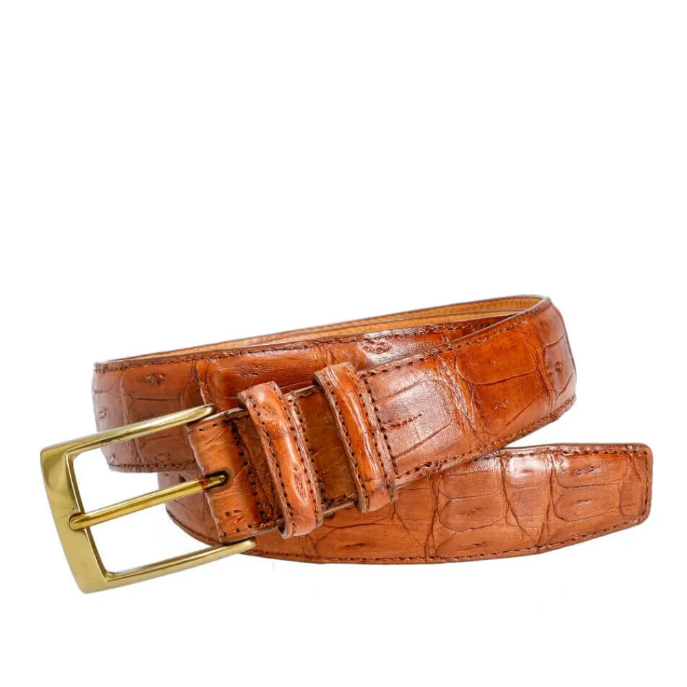 TAN CAIMAN LEATHER BELT | Carmina Store